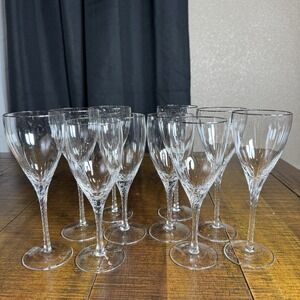 Set Of 10 Vtg Lenox Encore Platinum WATER/WINE Glasses Goblets Blown Crystal EUC